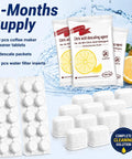 Six Month All In One Espresso Cleaning Kit For Ninja Luxe Cafe With Descaler Tablets Water Filter Inserts And Coffee Maker Cleaner Tablets For Comprehensive Coffee Machine Maintenance; 20 tablets, 12 inserts
