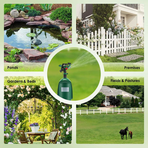 Motion Activated Yard Sprinkler System With Adjustable Head Deterrent For Deer Cats Raccoons And Dogs Skunk Deterrent Scares Off Intruders Outdoor Lawn Water Sprinkler Hose Not Included in garden, pond, and pasture use
