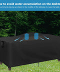 Heavy Duty Waterproof Patio Table Cover 56L x 32W x 28H Inches, Rectangular Outdoor Table Protector shown on patio