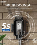 Outdoor GFCI Outlet Kit With Weatherproof In Use Cover And Metal Box, 1 Gang, 20 Amp Self Test Receptacle, wall installation view