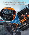 Beefed-Up Dual 30MM RC Car Cooling Fans With Aluminum Heatsink for 40 to 42mm brushless motors installed on RC car, close-up view