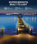 Dock lit with Solar Fence Post Cap Lights 8 Pack For 4x4 Posts With 4x6 Base 3000K Warm White Waterproof Outdoor Deck And Yard Lighting