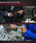 Three Eighths Inch Drive Impact Socket Set 49 Piece Built Tough Includes SAE From Five Sixteenths To Three Quarters Inch And Metric 8 To 22 Millimeters With Extension Bars And Universal Joint Deep And Shallow Sockets CR V Construction For Heavy Duty in use on automotive engines by mechanics.