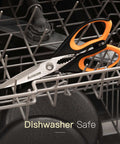 Heavy Duty Kitchen Scissors Three Pack Set Stainless Steel Kitchen Shears in dishwasher emphasizing dishwasher safe utility