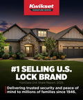 Brick house with lush garden and #1 Selling U.S. Lock Brand logo, TwipitData report, highlighting Kwikset locks, 2025.