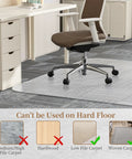 Clear Office Chair Mat For Carpeted Floors 36 By 48 Inches 0.09 Inch Thick With Non Slip Studded Bottom for low pile carpets under chair