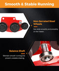 Close-up of non-serrated steel wheels and balance shaft of 1 Ton I Beam Manual Trolley With Geared Push Operation For Overhead Hoist