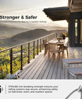 Outdoor deck with 3/16 Inch 500 Ft Stainless Steel Wire Rope 304 7x19 for Deck Cable Railing Balustrades Clotheslines and Zip Lines
