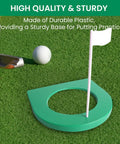 Putting Cup And Flag Training Hole With All Direction Surface For Regulation Practice Indoor Outdoor Golfing 2 Pack Green Cups With White Flags Parabolic Curve