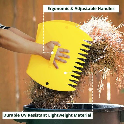 Heavy Duty Leaf Scoops And Hand Rakes For Quick Yard Cleanup, Giant 15 Inch By 12 Inch Leaf Grabbers in action collecting debris