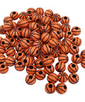Basketball Beads Set For Crafting, 100 Pcs Lightweight Acrylic Spacer Beads With Big Holes And 4mm Bore, Realistic Mini Basketball Charms.