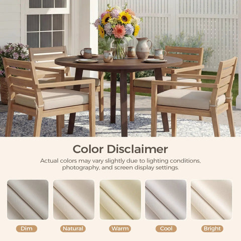 Comfy Outdoor Chair Cushions Set Of 4 For Patio Use, Water Resistant Seat Cushions with Ties on wooden chairs 19 by 19 by 3 Beige