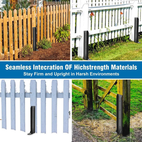 Heavy Duty Fence Post Repair Kit With Ground Anchor Spike No Dig Easy Install Support Stake For Tilted Or Broken Wood Posts Durable Outdoor Fence Fix Anchor With Complete Hardware Set Type A installed on wooden fences