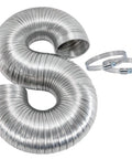ArmorFlex Dryer Vent 8 Foot Flexible Aluminum Duct with Clamps semi-rigid fire resistant tubing for dryers.