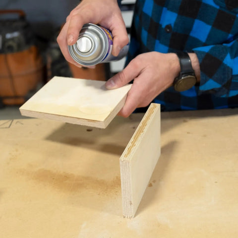 Person applying adhesive from SoloKit Instant Adhesive And Activator Set For Woodworking Bonds In Ten Seconds Cures To Four Thousand PSI