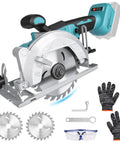 Badass Cordless Mini Circular Saw Drops Right Into Your Makita 18v Setup And Shreds Wood Fast On The Job Site Without Any Hassle  showcasing saw, blades, and safety gear.
