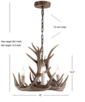 Brown Adjustable Resin Antler Three Light LED Chandelier, rustic faux antler design with 72-inch chain, ideal for cozy farmhouse vibe.