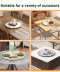 Large Lazy Susan Turntable Slate Marble Texture Rotating Tray Round Serving Tray 12mm Thick Brown 100cm on various tables