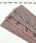 Custom Fit Mesh Sandpaper Sheets 80 To 320 Grit showing a range of grit sizes for woodworking and paint stripping.