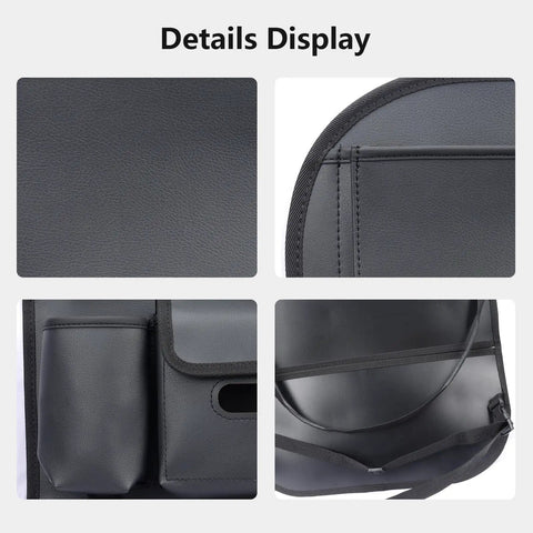 Close-up of Car Seat Organizer And Backseat Protector With Waterproof Leather Kick Mats, Large Pockets For Storage For Kids And Pets