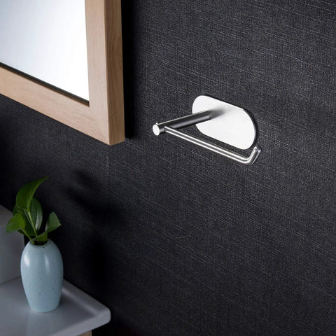 Self Adhesive Towel Ring And Hand Towel Holder For Bathroom And Kitchen No Drill SUS 304 Stainless Steel Brushed Finish Easy To Install Rust Resistant mounted on a wall.