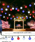 Red White Blue Solar String Lights 39Ft With 60 LEDs Waterproof Patio Lights for Independence Day garden display.