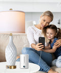 Must Have 2 Pack White Ceramic Table Lamps With 3 Way Dimmable Touch Control USB Ports And Linen Shade 27 Inch Modern Bedside Lamps