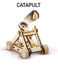 Da Vinci Catapult Kit For Kids With Ballista And Bombard, 3D Puzzle Wood Building Toy showing catapult with launching projectile