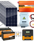 Complete 3000W 24V Solar Power Kit with 960W Panel Array, 6KW Inverter, 2.56KWh Battery, MPPT Controller, and Combiner Box