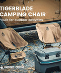 Two Tigerblade Camping Chair Lightweight Folding Backpacking Chairs for Hiking next to a vehicle and cooler in outdoor setting.
