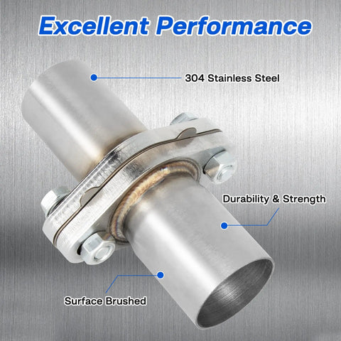Exhaust Flange Repair Pipe Kit 2.5 Inch ID To 2.5 Inch OD With Stainless Steel Gasket And Two Bolts for Cars and Trucks