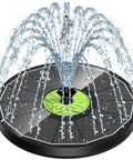 Upgraded Glass Panel Solar Fountain Pump for Bird Bath and Garden Pond Floating No-Installation Water Fountain With 7 Nozzle Modes Delivers 12 To 20 Inch Spray Durable Black Outdoor Decor featuring a fountain spray pattern in outdoor setting