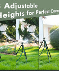 Heavy Duty Zinc Tripod Base Impact Sprinkler, 360 Degree Rotating, 3 Height Adjustable Steel Sprinkler Head in garden