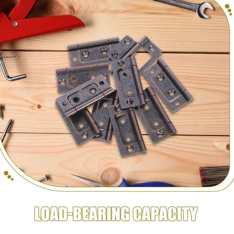 Thickened Stainless Steel Quiet Door Hinges With Flat Flush Mount For RV Cabinets Wardrobe And Trailer Doors Red Antique Finish Silent Operation Heavy Duty 10 Pack on wooden surface with tools
