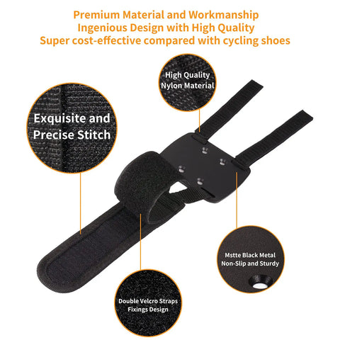 Toe Clip Straps For Peloton Bike Adjustable Metal Pedal Adapters showing nylon material and double Velcro straps for secure fit.