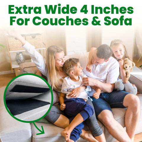 Family enjoying time on sofa with visible extra wide hook and loop strips for secure cushion placement. Heavy Duty Hook And Loop Strips Keep Sofa Cushions Locked Where They Go Extra Wide Non Slip Tape Delivers A Rock Solid Grip And Makes Your Living Room Look Fresh Without Any Daily Guesswork.