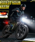 Rider on All Terrain Beast Electric Fat Bike With 1500W Peak Motor Dual Suspension And 20X4 Fat Tires at night