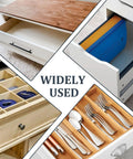 Various drawers showing durable plastic drawer side track brackets 5/16 inch by 7/8 inch, ideal for cabinet upgrades or furniture repair.