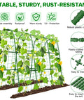 U Shaped Garden Trellis For Raised Beds Outdoor Climbing Plants, Built Tough Metal Arch Support For Tomatoes Peppers Cucumbers Peas Zucchini, Improves Airflow And Sunlight, 47.2In L By 30In W By 47.2In H, shown with plants climbing.