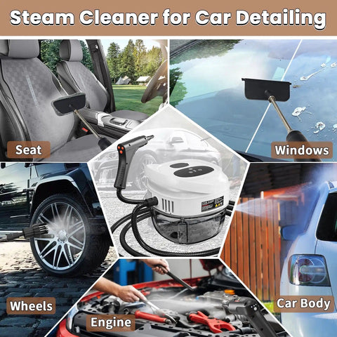 Beast 2500W High Temperature Steam Cleaner with One Point Seven Liter Tank for Car Seat, Window, and Engine Cleaning