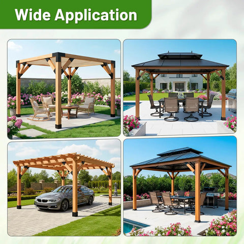 Beefy 45 Degree Pergola Brackets Heavy Duty Angle Supports For 2x4 Wood Posts Fit Gazebos Garages Patios Cabins 4 Pack Durable Metal Brackets With Easy Install For Tough Outdoor Structures