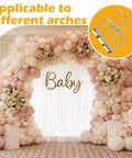 Balloon arch with flowers and 'Baby' sign, showcasing 8 Pack Heavy Duty Balloon Arch Clips Set for secure setup.