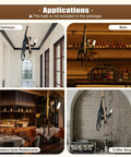 Vintage Resin Hemp Rope Monkey Chandelier Pendant Lamp With Edison Style Bulb Fixture E26 in various room settings