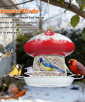 Heavy Duty Metal Mushroom Bird Feeder For Outdoor Hanging In The Garden Or Yard, attracting colorful wild birds.