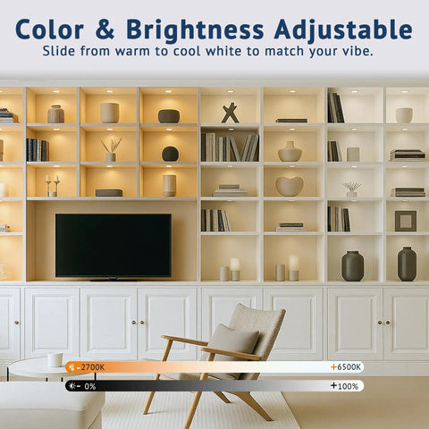 Smart Under Cabinet Puck Lights 4 Pack With App Control Voice Assistant And Motion Sensor Dimmable 2700K To 6500K on shelves