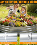 Beefy 48 Inch Fire Pit Ring Built From 0.8mm Galvanized Steel, Rust Resistant, used as colorful flower planter