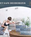 White Tea Scented Whole Home Air Freshener System For HVAC Filters And Ducts, Odor Eliminator displayed in a living room