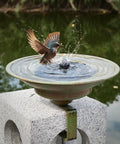Solar Bird Bath Fountain For Deck Patio Balcony And Garden, Metal Bird Bath Bubbler With Deck Mounted Water Feature