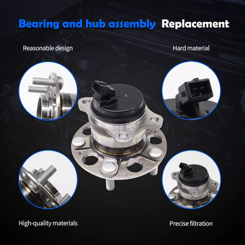 Rear Wheel Bearing And Hub Assembly With ABS For Hyundai Elantra 2017 2020 And Kona 2018 2022 5 Lug, Speed Sensor Included shown