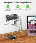 2 Pack All In One European Travel Plug Adapter With 20W PD 3.0 And QC 3.0 Ports, 6 In 1 International Power Hub in use